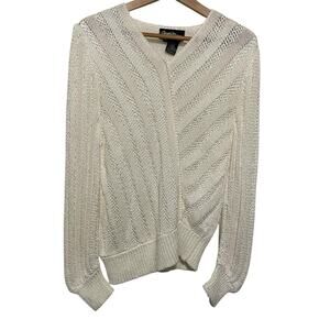 VTG Christine Phillipe‎ Angora Wool Blend Hand Loomed Sweater Ivory cabincore
